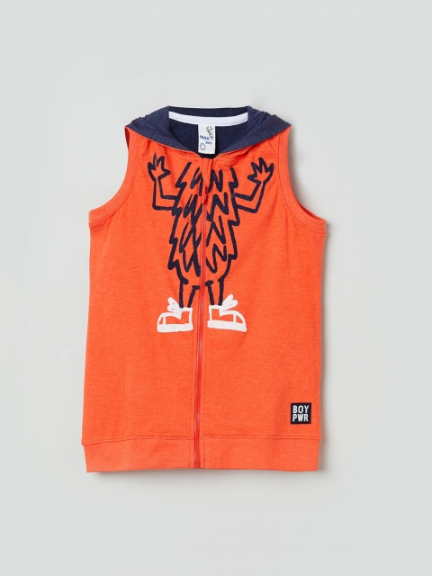 

max Boys Orange Printed Hooded Sweatshirt