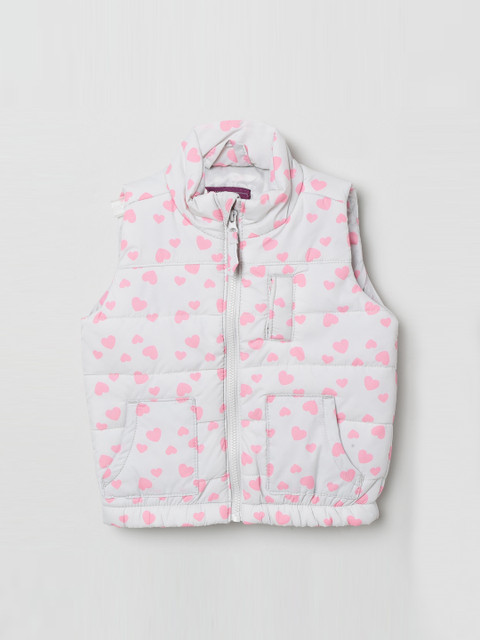 

max Girls Off White Pink Geometric Padded Jacket