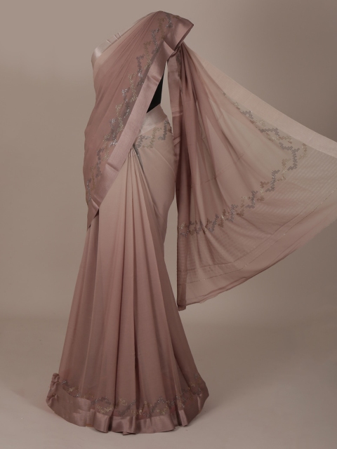 

Pothys Beige & Mauve Pure Chiffon Solid Saree