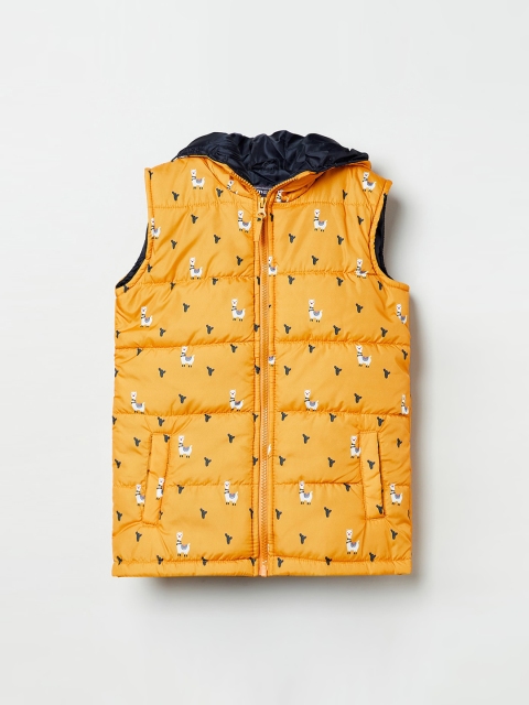 

max Girls Yellow Printed Padded Jacket