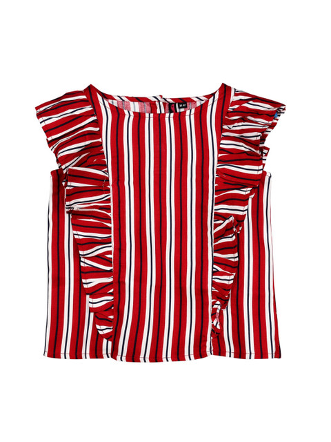 

Ishin DESIGNER STUDIO Girls Maroon Striped Top