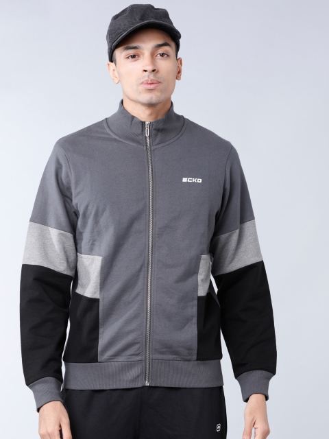 

Ecko Unltd Men Grey & Black Colourblocked Sweatshirt