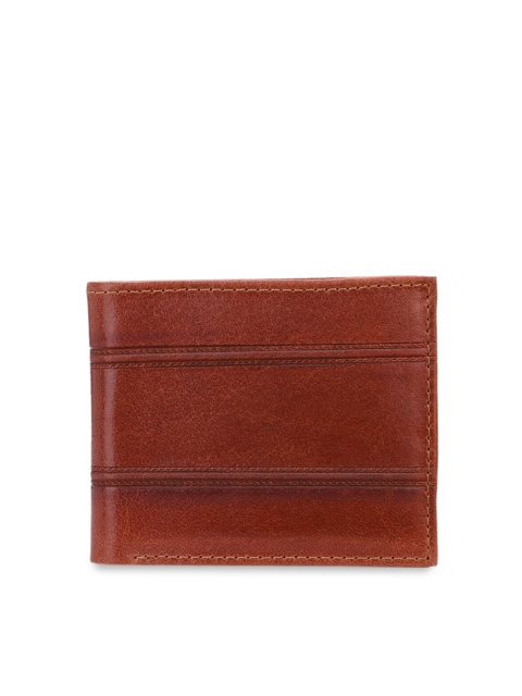 

Calvadoss Men Brown Textured Sustainable Leather Two Fold Wallet