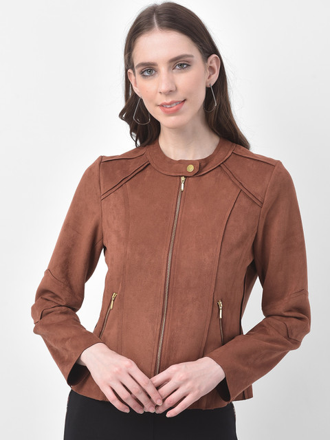 

Latin Quarters Women Brown Solid Biker Jacket