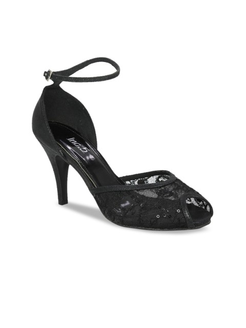 

Inc 5 Women Black Woven Design Peep Toes