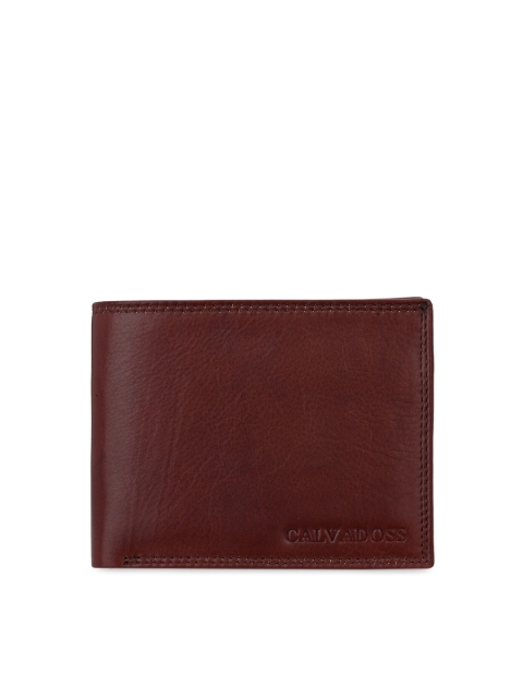 

Calvadoss Men Brown Solid Genuine Leather Two Fold Sustainable Wallet
