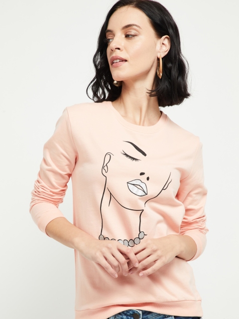 

max Women Pink Printed Sweatshirt
