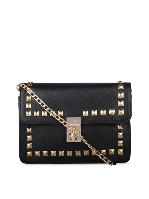 

ELLE Black & Gold-Toned Embellished Sling Bag