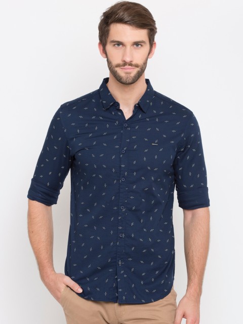 

SPYKAR Men Blue Slim Fit Printed Cotton Casual Shirt