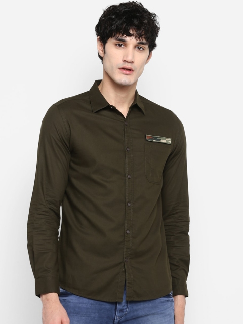 

SPYKAR Men Olive Green Slim Fit Solid Casual Shirt