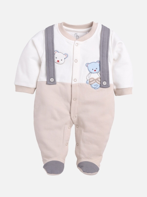 

Baby Go Infant Boys Beige & White Colourblocked Regular Fit Cotton Romper