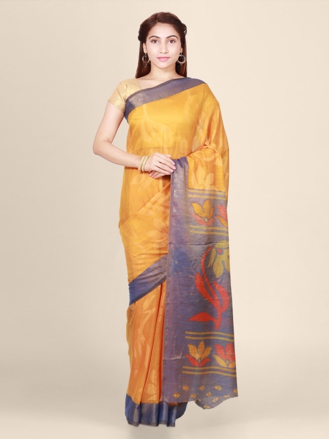 

CLAI WORLD Yellow & Grey Brasso Woven Design Saree