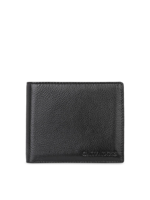 Calvadoss Men Black Solid Genuine Leather Sustainable Two Fold Wallet