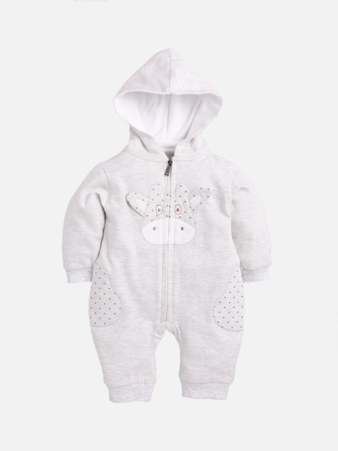 

BABY GO Boys Off-White Solid Organic Cotton Romper
