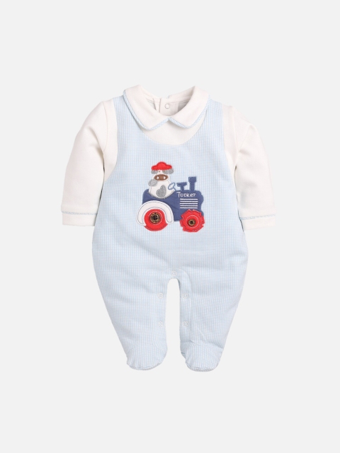 

BABY GO Infant Boys Blue & White Colourblocked Bodysuit