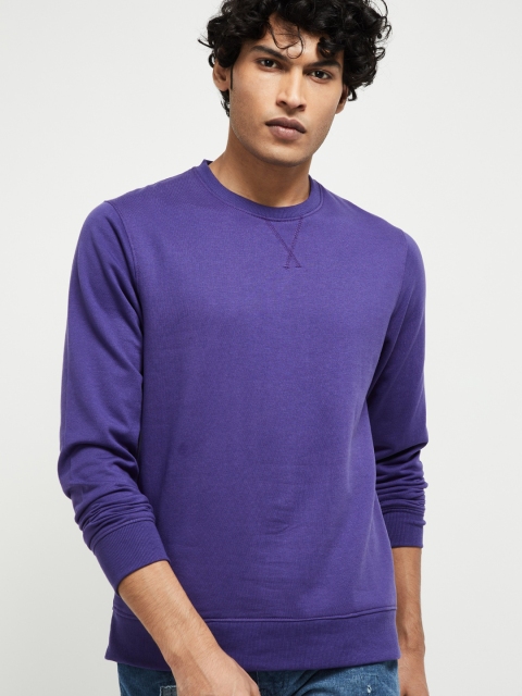 

max Men Purple Solid Sweatshirt
