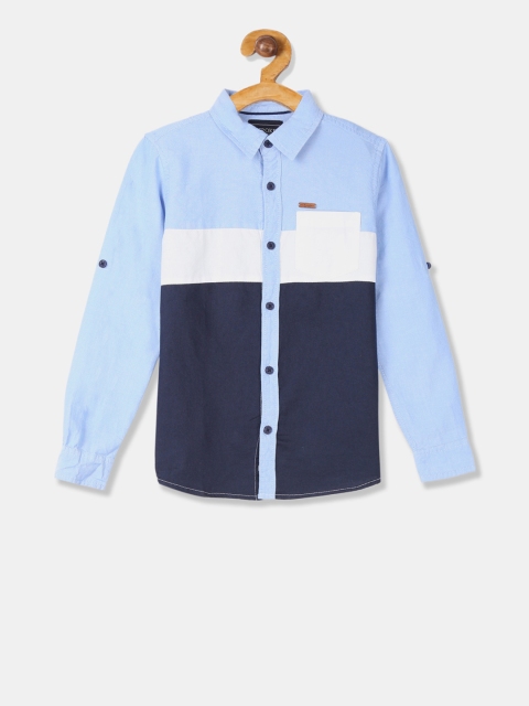 

Cherokee Boys Blue & White Regular Fit Colourblocked Casual Shirt