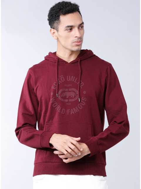 

Ecko Unltd Men Maroon Printed Hooded Sweatshirt