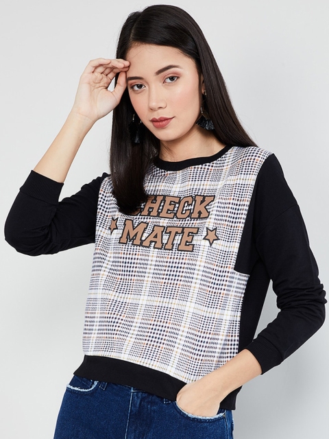 

max Women Black & White Colourblocked Sweatshirt