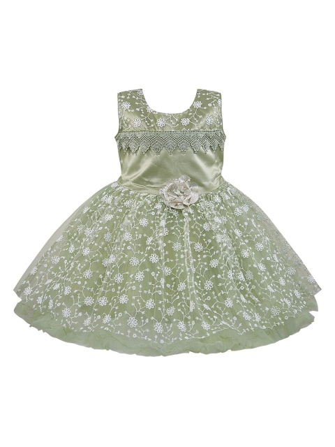

Wish Karo Girls Sea Green Self Design Fit and Flare Dress