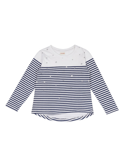 

RAINE AND JAINE Girls Blue & White Striped Round Neck T-shirt