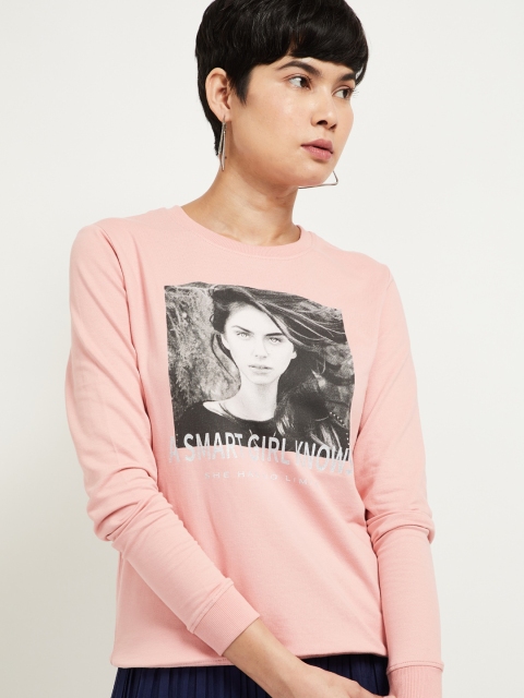 

max Women Pink Printed Sweatshirt