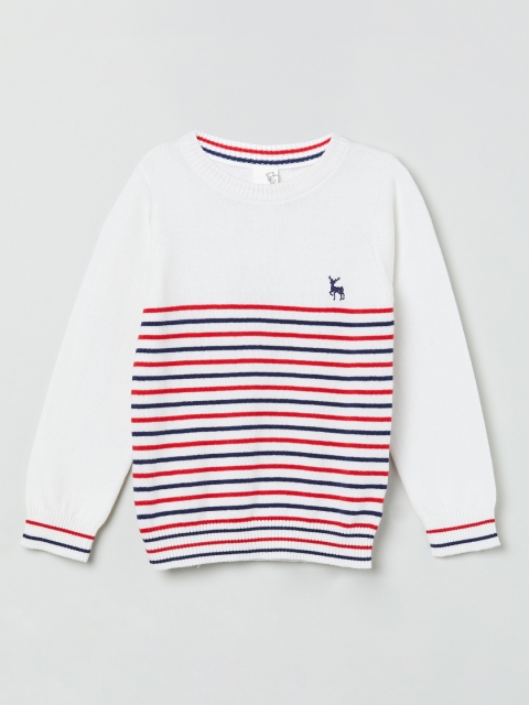 

max Boys White & Red Striped Sweatshirt