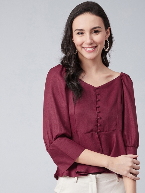

RARE Women Maroon Solid Peplum Top
