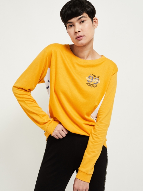 

max Women Yellow Printed Sweatshirt
