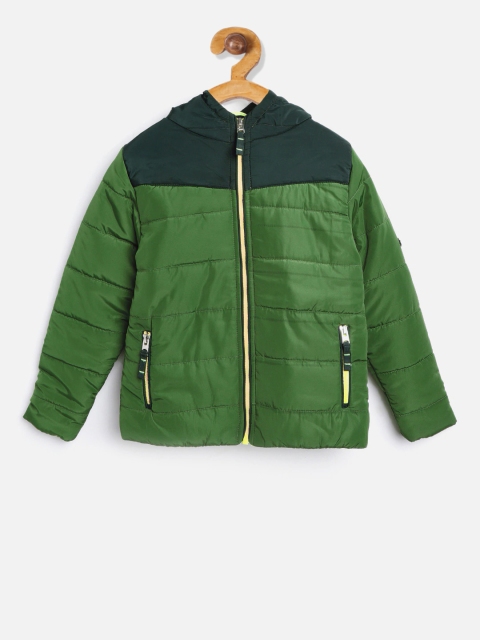 

Cherry Crumble Boys Green Colourblocked Padded Jacket