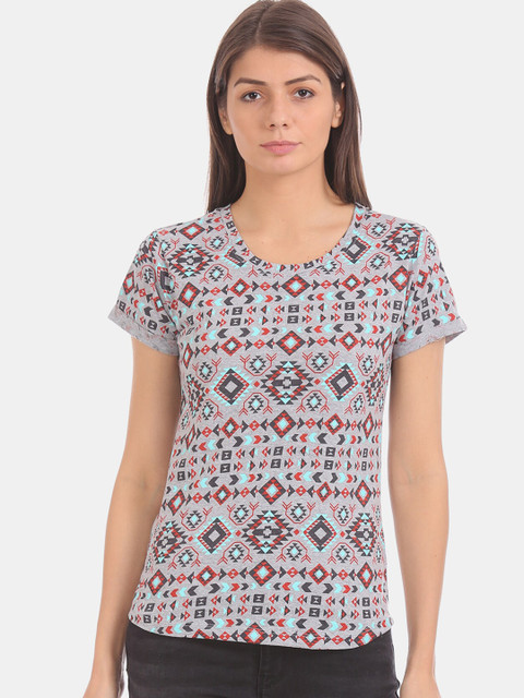 

Cherokee Women Grey Printed Round Neck T-shirt