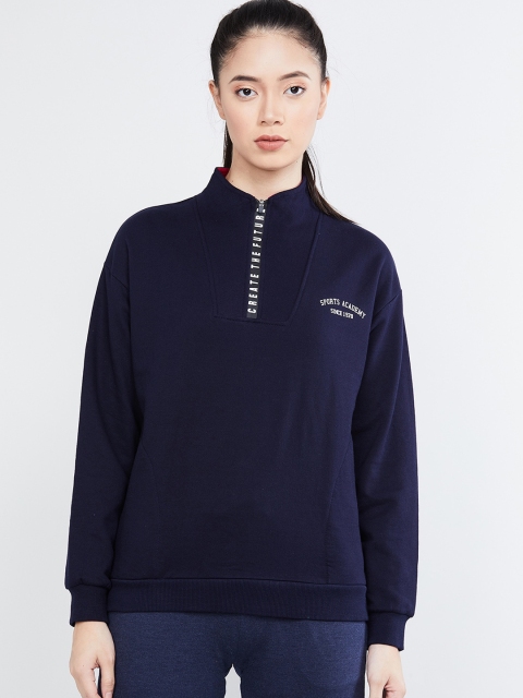 

max Women Navy Blue Solid Sweatshirt
