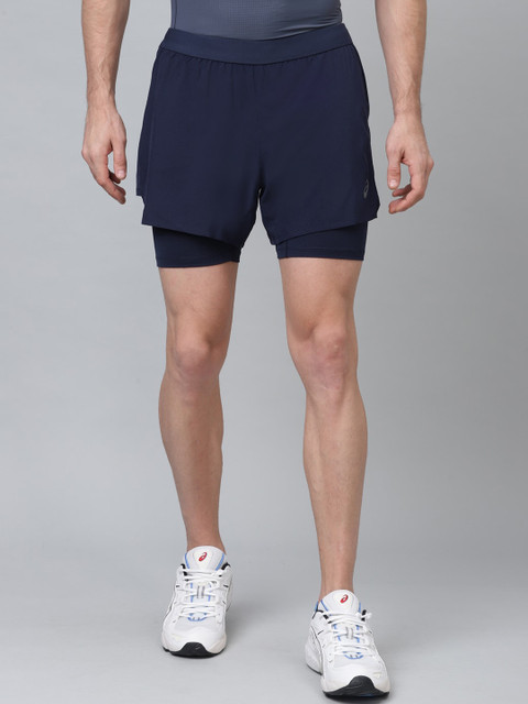 

ASICS Men Navy Blue Solid Regular Fit Sports Shorts