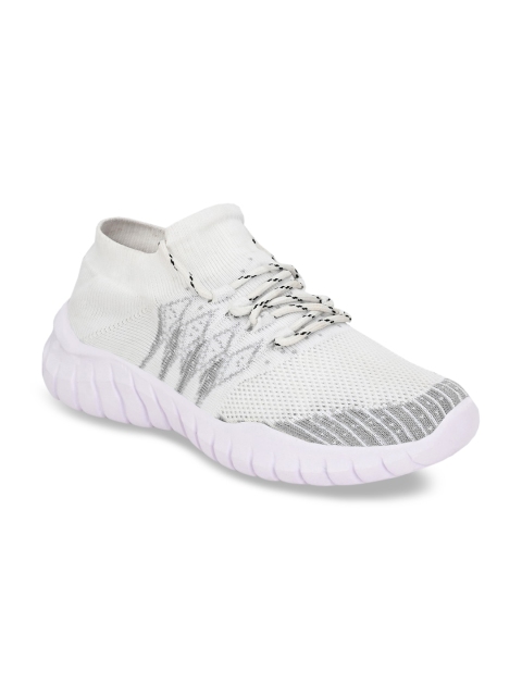 

MENGLER Men White & Grey Patterned Walking Shoes