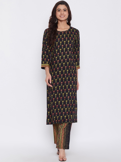 

AgrohA Women Multicoloured Printed Kurta with Trousers, Multi