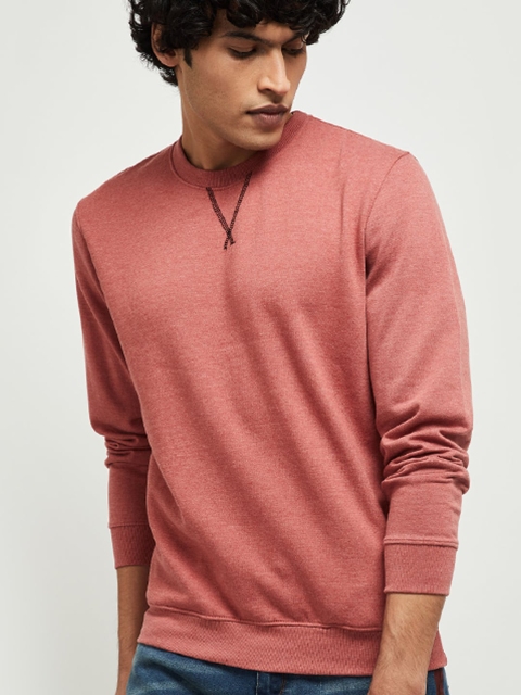 

max Men Pink Solid Sweatshirt