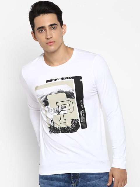 

SPYKAR Men White Printed Round Neck T-shirt