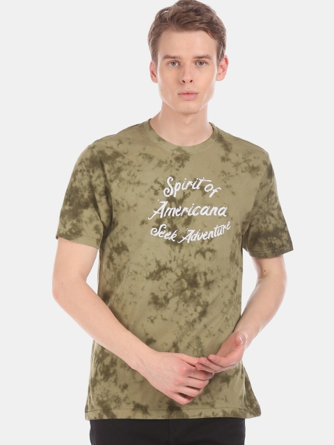 

Cherokee Men Olive Green Dyed Round Neck T-shirt