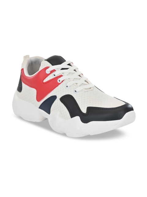 

Mactree Men White & Black Colourblocked Sneakers