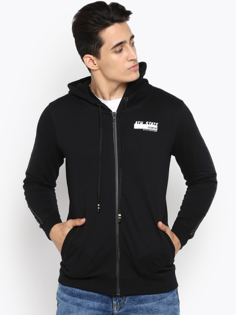 

SPYKAR Men Black & White Printed Hooded Sweatshirt