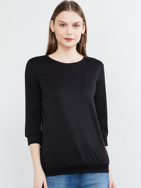 

max Women Black Solid Sweatshirt