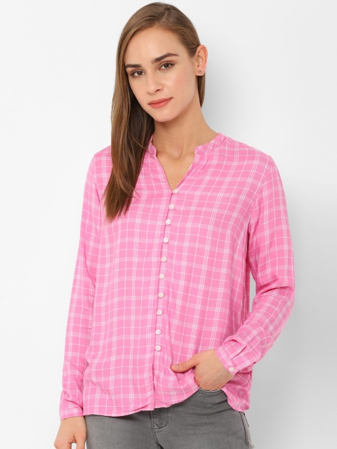 

Allen Solly Women Pink Checked Shirt Style Top