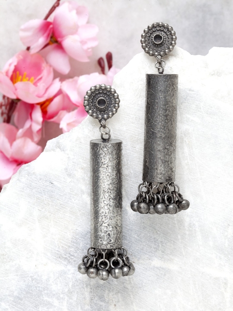 

Moedbuille Gunmetal-Toned Dome Shaped Jhumkas, Metallic
