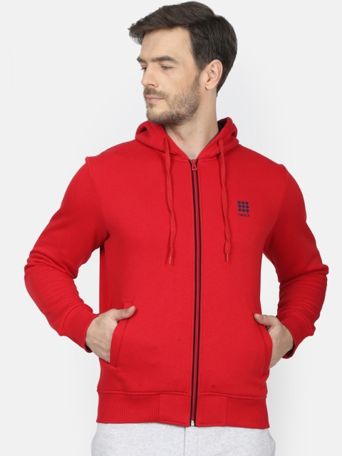 

rock.it Men Red Solid Hooded Sweatshirt
