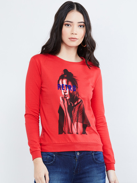 

max Women Red Printed Sweatshirt