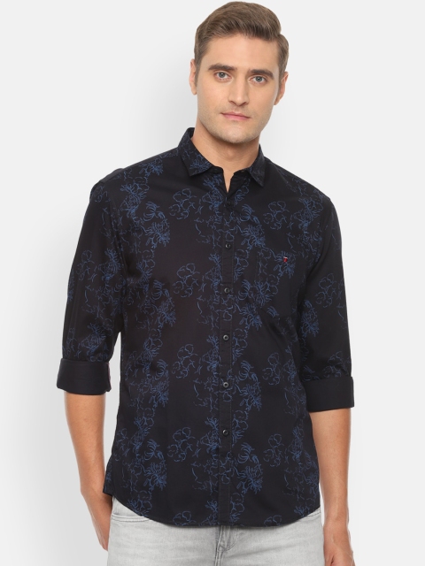 Louis Philippe Jeans Men Navy Blue Slim Fit Printed Casual Shirt