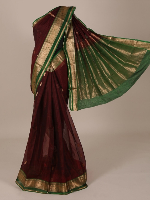 

Pothys Brown & Green Silk Cotton Woven Design Saree