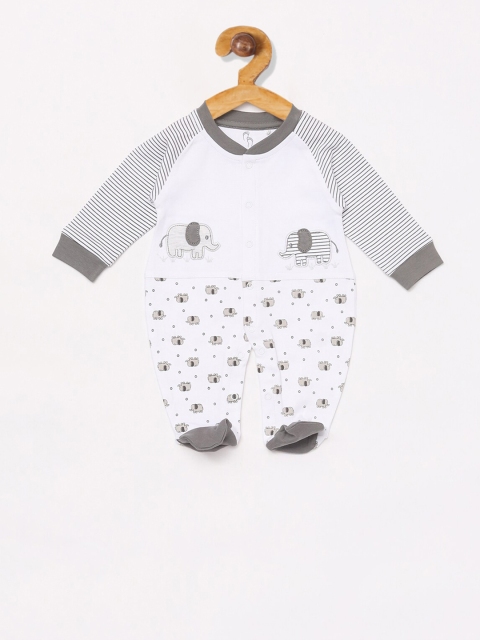 

Baby Go Boys White & Grey Organic Cotton Printed Sleepsuit