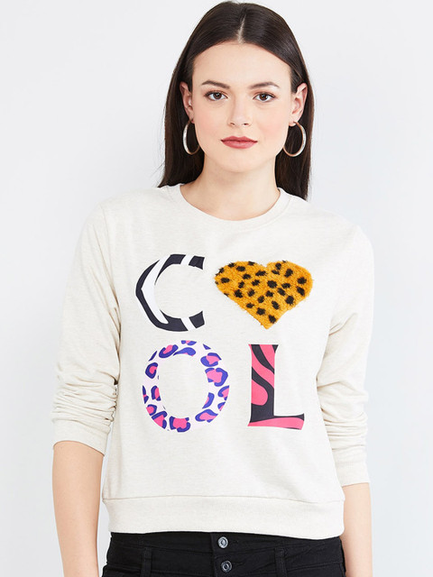 

max Women Cream-Coloured Printed Sweatshirt
