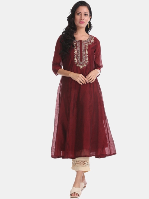 

Anahi Women Maroon Yoke Design Anarkali Kurta